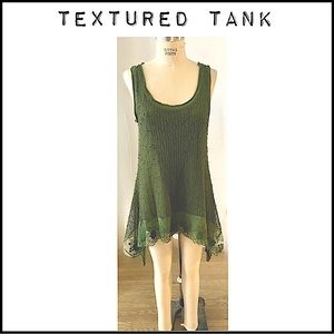 Never worn! Olive Green, Sz: M. Super cute Boho Tank. Fab Texture!